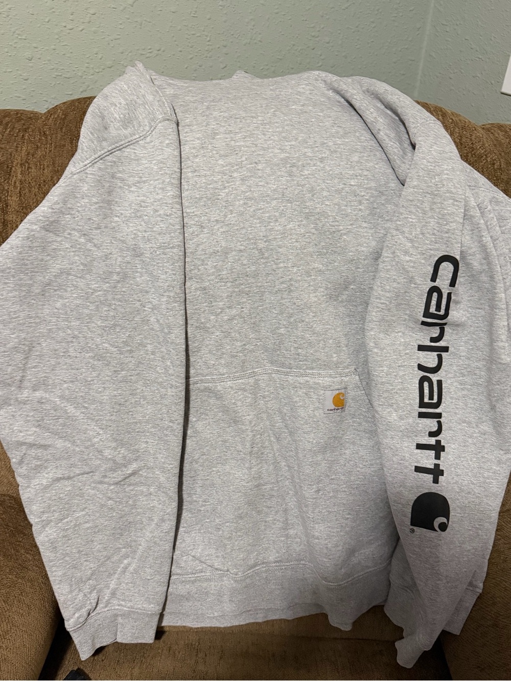 Carhartt Gray Crewneck Sweatshirt with Logo Sleeve